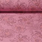 Mousseline de coton - Double gaze Splendeur de fleurs Vieux rose-0