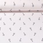 Mousseline de coton - Double gaze Petites girafes Ecru-0