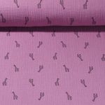 Mousseline de coton - Double gaze Petites girafes Mauve-0