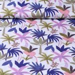 Baumwolle Voile - Nerida Hansen Digitaldruck Palmen Weiß Blau 