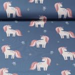Jersey - Einhörner Glitzer Blau Garngefärbt