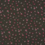 Šifon - Květiny zelená růžová