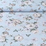 Tissu voile chiffon - Roses Bleu clair