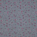 Šifon - Květiny Šedá Růžová