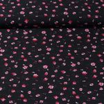 Chiffon - Blumen Schwarz Pink
