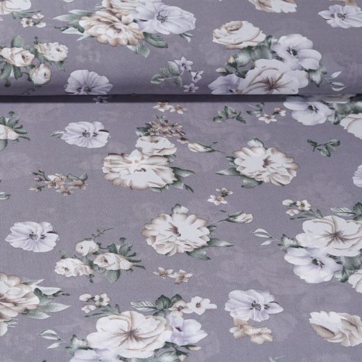 Tissu voile chiffon - Roses Grau