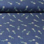 Blusenjeans - Chambray Bestickt Sonnenblumen Blau