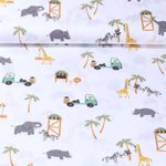 Baumwolle Popeline - Safaritiere Mobil Weiß