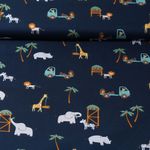 Baumwolle Popeline - Safaritiere Mobil Navy