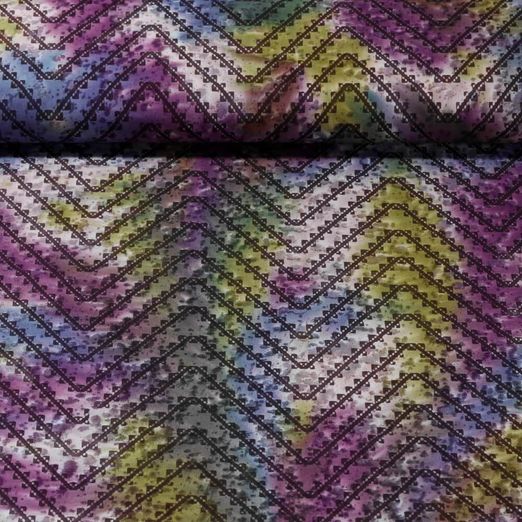 Tissu coton - Zig zag Batik Violet Multicolore