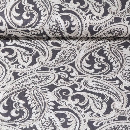 Toile de coton - Sergé Paisley Gris foncé