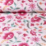 Baumwoll Canvas - Köper Blumen Rosa Pink