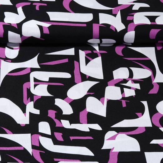 Viscose - Graphique Noir Fuchsia