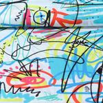 Baumwoll Voile - Bunte Skizzen Weiß Multicolor