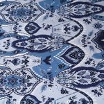 Viscose satin - Décors Paisley sur une face Bleu-1