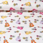 Jersey - Gitarren Blumen Ecru