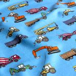 Sommarsweat French Terry – Byggfordon på ljusblå