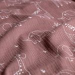 Mousseline Coton - Éléphant et Girafe sur Mauve