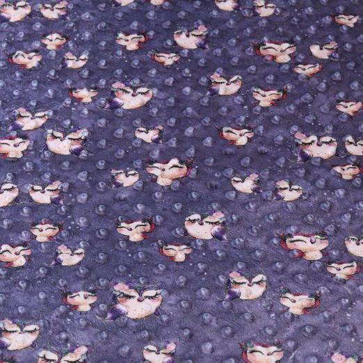 Fleece Minky - Digitaldruck Kleine Eulen Lila