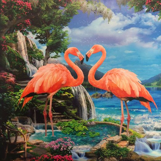 Panneau de simili synthétique - Flamants roses Multicolore