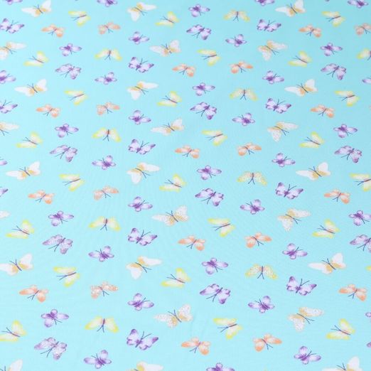 Jersey - Schmetterlinge Glitzer auf Aqua