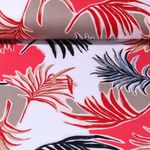 Jersey de viscose - Plantes Blanc Rouge