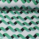 Biologische jacquard jersey - Hamburger Liebe Bling Bling Up and Down Grijs Groen