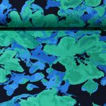 Viskosejersey - Blüten Hibiskus Blau Grün