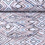 Jersey - Digitaldruck Aquarellrauten Weiß Braun