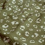 Muselina de algodón con estampado de leopardo verde