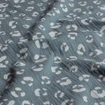 Katoenen mousseline - Luipaardprint staalblauw