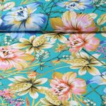 Viskose - Krepp Blüten Aqua-0