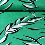 Viskosejersey - Große Blätter Grasgrün