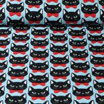 Orgaaninen kangas - Hamburger Liebe digitaalinen tuloste Bling Bling Bling Meow Aqua