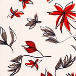 Coton - Satin Stretch Feuilles et Fleurs Ecru