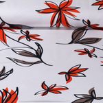 Baumwolle - Satin Stretch Blatt und Blüte Ecru