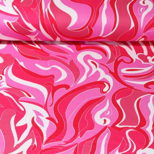 Baumwolle - Satin Stretch Blumenpaisley Fuchsia