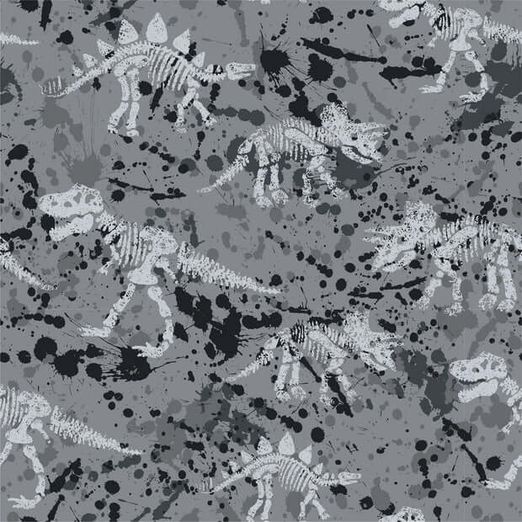 Sommersweat French Terry - Dinoskelette Blau