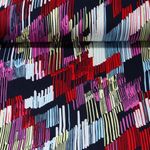 Viskosejersey - Streifen Abstrakt Navy Rot