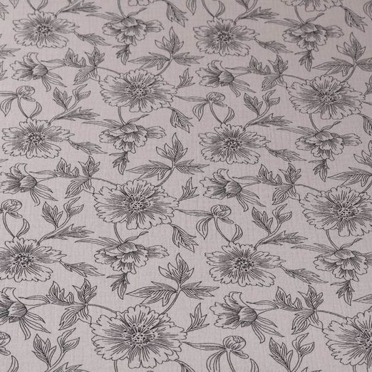 Musselin - Sommerblumen auf Beige
