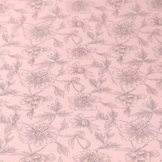 Musselin - Sommerblumen auf Lachs