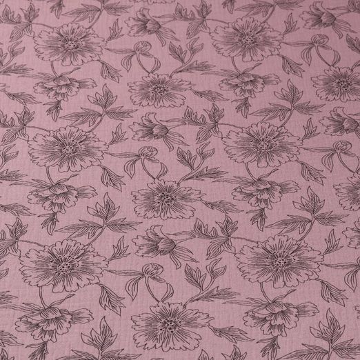 Musselin - Sommerblumen auf Altrosa