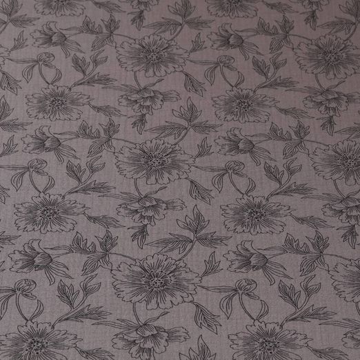 Musselin - Sommerblumen auf Taupe