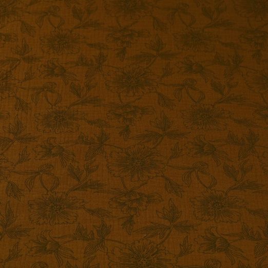 Musselin - Sommerblumen auf Braun