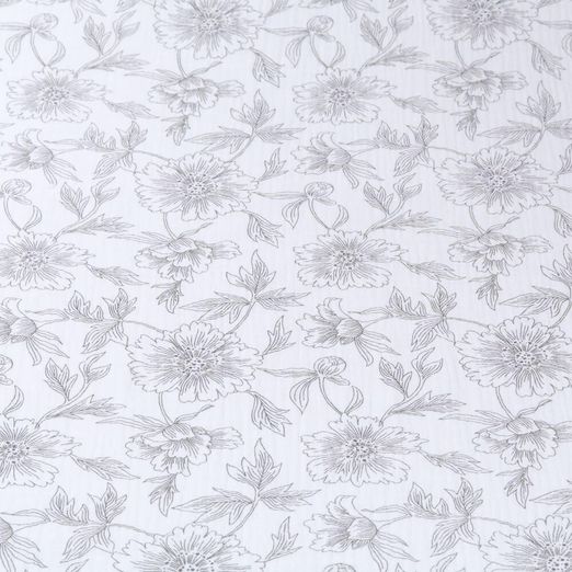 Musselin - Sommerblumen auf Wollweiß