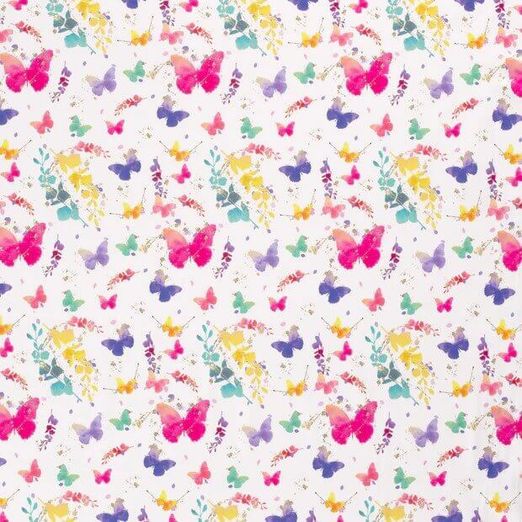 Jersey - Digitaldruck Schmetterlinge Batik Weiß