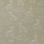 Baumwolle Musselin - Elefant und Giraffe auf Oliv