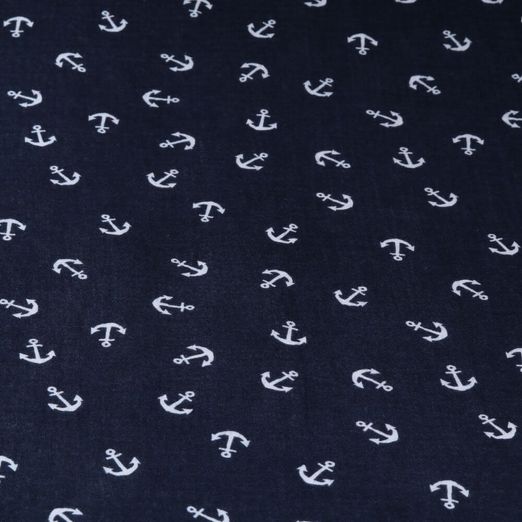 Musselin - Anker auf Navy