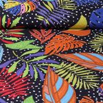 Coton - Feuilles multicolores d&#039;Afrique Bleu nuit