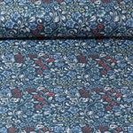 Coton enduit - Guirlandes de fleurs Bleu